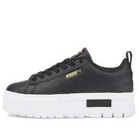 (GS) PUMA Mayze Leather 'Black Team Gold' 384527-02
