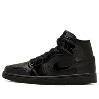 (WMNS) حذاء Air Jordan 1 Mid Patent "Triple Black" BQ6472-003