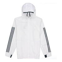adidas Plaid Applique Sports Hooded Shirt Jacket Men White FM9430