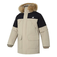 New Balance Warm Hooded Down Jacket Asia Sizing 'Beige Black' AMJ34323-SOT