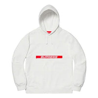سويت شيرت Supreme SS19 بغطاء رأس وسحاب وشعار أبيض SUP-SS19-485