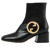 (WMNS) حذاء Gucci Blondie Ankle بوت "جلد أسود" 700016-C9D00-1000