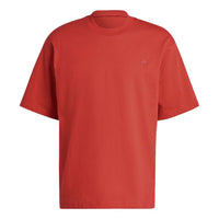 Men's adidas originals C Tee Solid Color Small Label Loose Sports Short Sleeve Wine Red T-Shirt HC8589