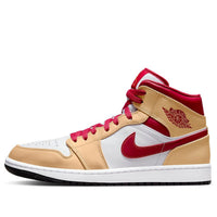 حذاء Air Jordan 1 Mid "Light Curry Cardinal Red" رقم 554724-201