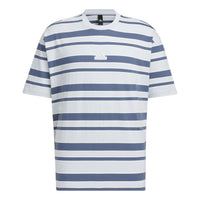 adidas Logo Stripe T-shirt Asia Sizing 'Grey Navy' IT3929