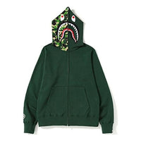 هودي بسحاب كامل بتصميم مموه من A Bathing Ape Shark باللون الأخضر الغابي BAPE-SS19-4