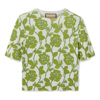 (WMNS) Gucci Floral Print Fine Wool Silk T-shirt 'Green Beige' 782660-XKD0W-9235