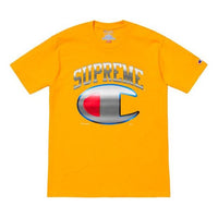 توب كروس أوفر كروم S/S بأكمام قصيرة للجنسين من Supreme SS19 x Champion باللون الذهبي SUP-SS19-10253
