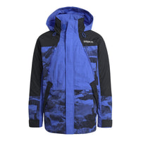adidas originals Colorblock Printing Sports hooded down Jacket Blue H13578