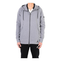 جاكيت رجالي من Jordan بغطاء رأس وسحاب وشعار مطبوع بلون سادة، رمادي "Cool Grey Balck" 809473-065