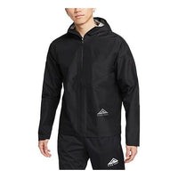جاكيت Nike Trail Series Gore-Tex بلون سادة وشعار Micro Mark مطبوع عليه سحاب وغطاء للرأس باللون الأسود DM4660-010