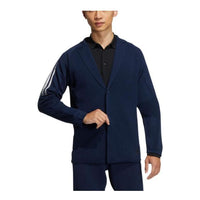 جاكيت رجالي من adidas Taylored Jkt Stripe Lapel Zipper بأكمام طويلة أزرق داكن HG1664