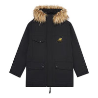 New Balance Fur Collar Warm Windproof Jacket Asia Sizing 'Black Brown' AMJ23371-BK