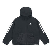 (WMNS) جاكيت شتوي بغطاء رأس من adidas BTS بثلاثة خطوط باللون الأسود DZ1518