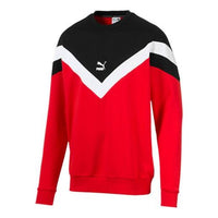 بلوفر رياضي محبوك بياقة دائرية من PUMA باللون الأسود والأحمر 595953-11
