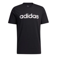 adidas neo M Basc Tee Logo Printing Sports Round Neck Short Sleeve Black H45109