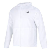 جاكيت رجالي adidas Mh Lite Wvjkt رياضي كاجوال بغطاء رأس منسوج بلون أبيض HM2977