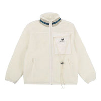 جاكيت New Balance Stay Warm Stand Collar Knit من صوف الحملان بتصميم زوجين باللون الأبيض AMJ13393-MSU