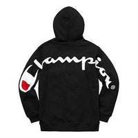 سويت شيرت Supreme x Champion بغطاء رأس "أسود وأبيض" SUP-SS18-526