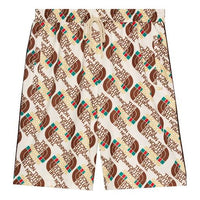 شورت رجالي من مجموعة Gucci x THE NORTH FACE Crossover SS21 بطباعة شبكية ونسيج سادة باللون العاجي 651333-XJDCE-9141
