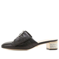 (WMNS) Gucci Crystal Buckle Low Heels Breathable Heighten Fashion High Heels Shoes Black 481163-BK000-1000