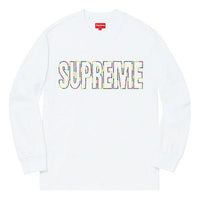 تي شيرت Supreme SS19 International LS أبيض بشعار SUP-SS19-819