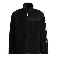 adidas neo logo Casual Stand Collar Windproof Sports Jacket Black HG9030