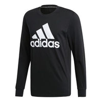 تي شيرت adidas Sports للرجال، برقبة دائرية وأكمام طويلة، قابل للتهوية، بغطاء للرأس، أسود EB5266