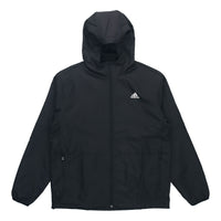 جاكيت رجالي adidas Mh Lite Wvjkt Athleisure كاجوال رياضي بغطاء رأس بلون سادة منسوج، لون خريفي أسود HM2976