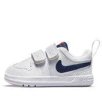 (TD) حذاء رياضي Nike Pico 5 مقاوم للتآكل وممتص للصدمات ومضاد للانزلاق للأطفال الصغار/الرضع، أبيض وأزرق AR4162-106