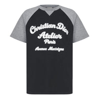 Men's DIOR SS22 Alphabet Pattern Loose Short Sleeve Black T-Shirt 213J635A0677-C988