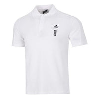 قميص بولو رياضي كاجوال بأكمام قصيرة من adidas Wj Solid Color Logo Micro Mark Athleisure باللون الأبيض HE5166