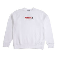 Nike JDI Printing Fleece Lined Athleisure Casual Sports Black Round Neck Pullover White BV5090-100