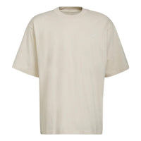 adidas originals SS22 Solid Color Embroidered Logo Sports Short Sleeve Beige HD2747