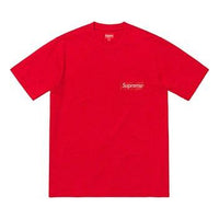 تي شيرت Supreme SS19 Mesh Stripe Pocket Tee أحمر بأكمام قصيرة للجنسين SUP-SS19-638