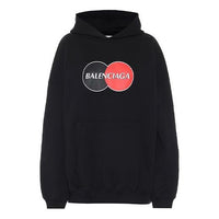 (WMNS) Balenciaga Pattern Loose Version Hoodie Sports Black 620947TIV801000