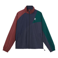 جاكيت رياضي رجالي من adidas originals بشعار العلامة التجارية Colorblock باللون الأزرق الداكن الخريفي HC4499