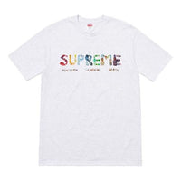 تيشيرت Supreme SS18 Rocks Alphabet Logo بأكمام قصيرة للجنسين، رمادي، SUP-SS18-049