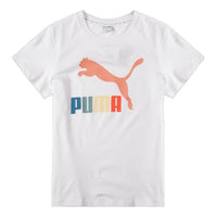 (WMNS) تيشيرت PUMA Classics Logo Interest Tee كاجوال برقبة دائرية وأكمام قصيرة أبيض 536349-02