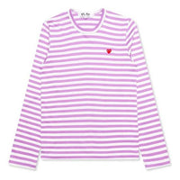COMME des GARCONS PLAY Striped Mini Logo Long Sleeves Tee 'Pink' AZ-T218-051-4