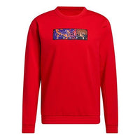 بلوفر adidas Mic Gfx Crew New Year's Edition لكرة السلة الرياضية المبطن بالصوف برقبة دائرية باللون الأحمر GQ2834