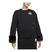 (WMNS) سويت شيرت Nike Fleece Print Crew "أسود" DD4538-010