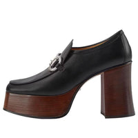 (WMNS) Gucci Platform Horsebit Loafers 'Black' 715138-C9D00-1000