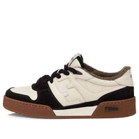 (WMNS) حذاء FENDI Match منخفض الرقبة من جلد الغزال باللون الأسود والبيج 8E8252AHH2F1FZB