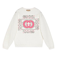 (WMNS) Gucci Vintage Logo Quilted Sweatshirt 'White Pink' 717400-XJEV9-9095