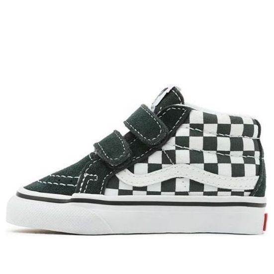 حذاء رياضي Vans Toddler Checkerboard Sk8-mid Reissue Velcro باللونين الأخضر والأبيض TD VN0A5DXD8CA