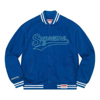 جاكيت رياضي من Supreme x Mitchell &amp; Ness Doughboy Twill Varsity باللون الأزرق والأبيض SUP-FW22-716
