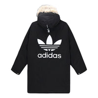 جاكيت adidas originals Down Fur Parka Casual Sports Stay Warm بغطاء رأس وأسفل أسود GE1316