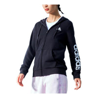 (WMNS) adidas Essentials Logo Full-Zip Hoodie Asia Sizing 'Black White' GL0791