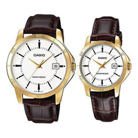 CASIO Couple Quartz Waterproof White Analog MTP-V004GL-7A&LTP-V004GL-7A